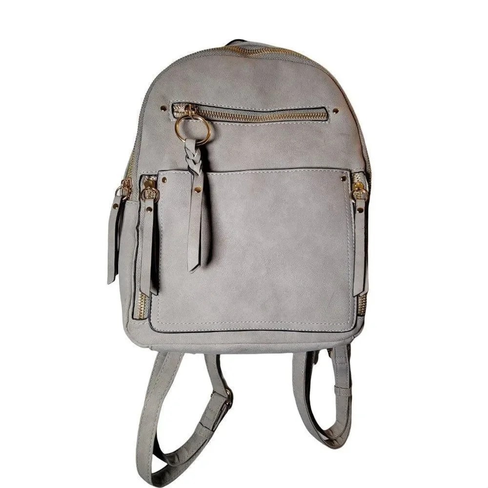 Womens Grey Inner Pockets Backpack Bags & Handbags Size OS